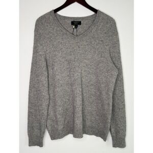 Club Room 100% Cashmere Sweater V-Neck Luxury Minimalist Mens Size L Gray Preppy